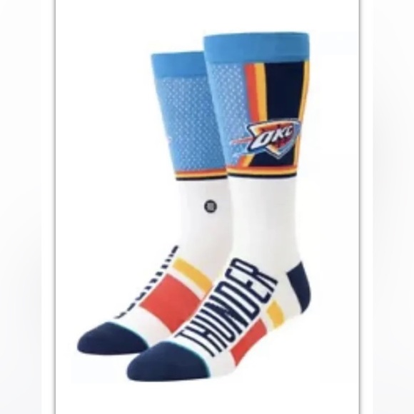 Stance NBA OKC Thunder Crew Socks 1 Pair Men 6-8.5 W8-10.5 White Logo Basketball - Picture 3 of 8